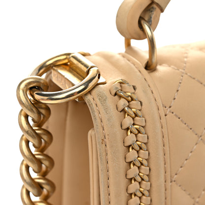 Chanel Calfskin Quilted Small Boy Handle Flap Beige 14 of 15