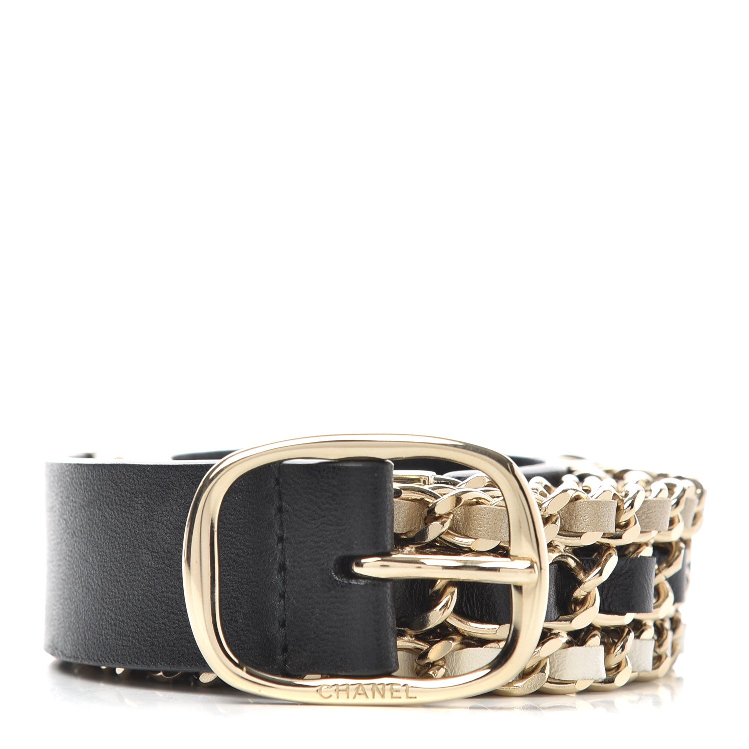 Chanel Lambskin Triple Chain CC Belt 80 32 Black Gold 1 of 8