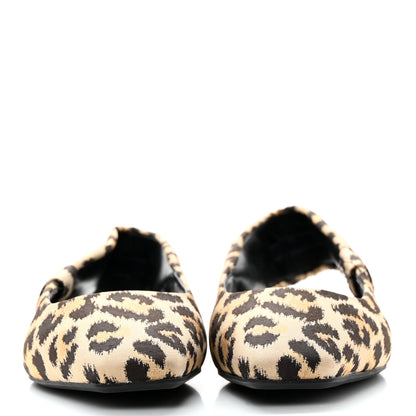 Christian Dior Nylon Leopard Print Mizza Slingback Flat 38 Beige Multicolor 2 of 10