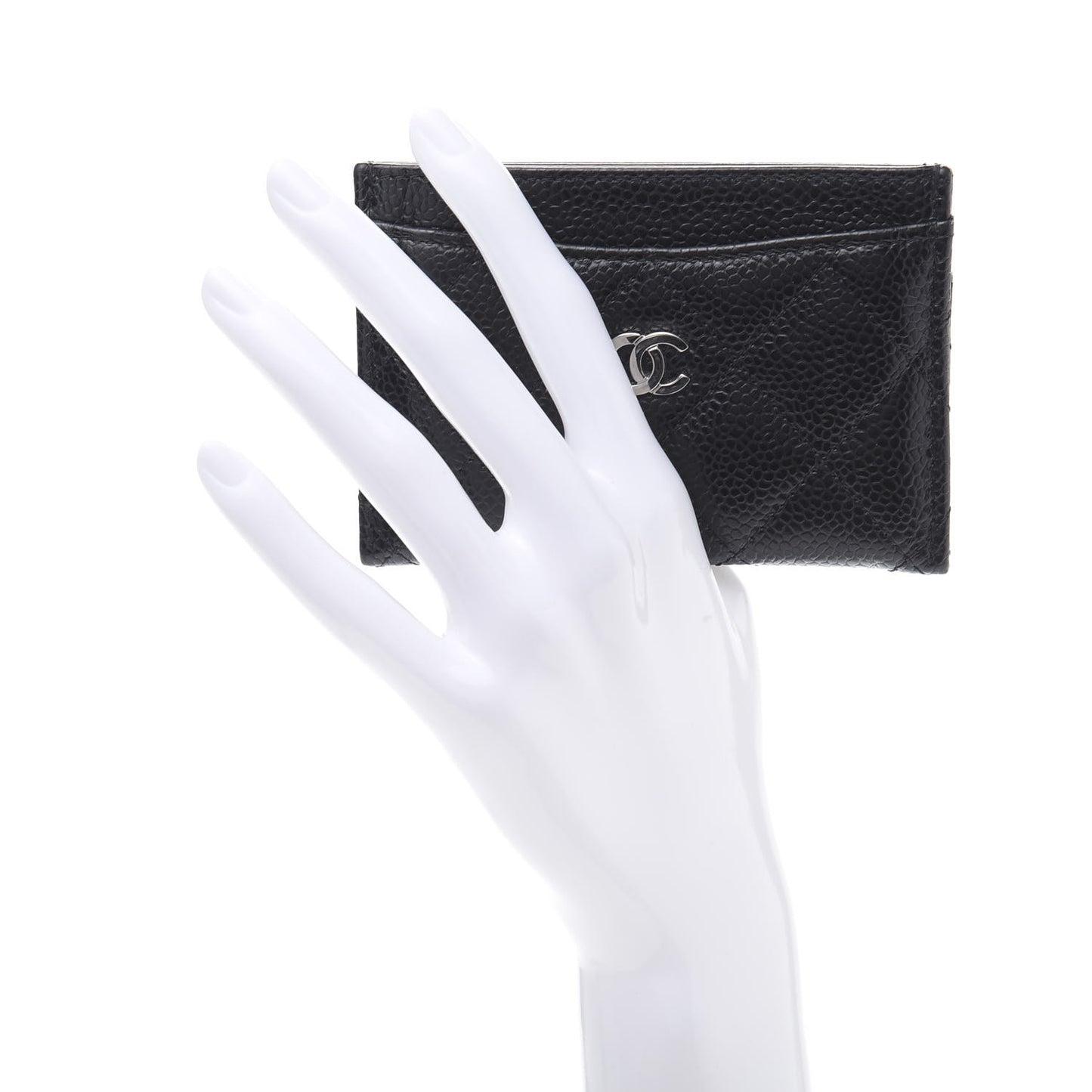 Caviar Quilted Card Holder Black