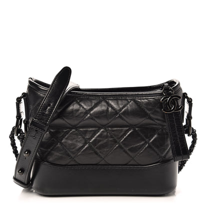 Chanel Aged Calfskin Quilted Small Gabrielle Hobo So Black 1 of 11