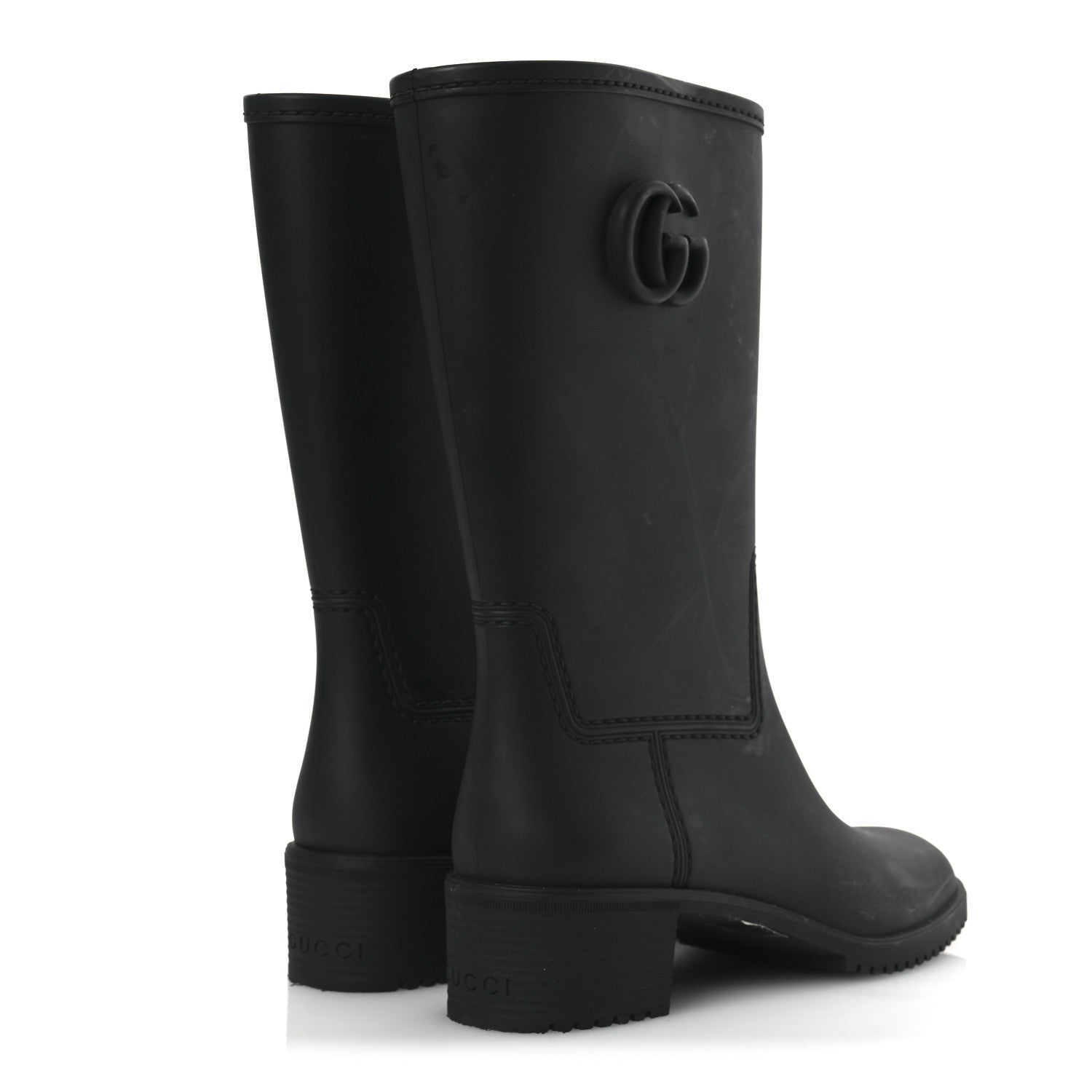 Gucci Rubber Double G Womens Rain Boots 40 Black 5 of 13