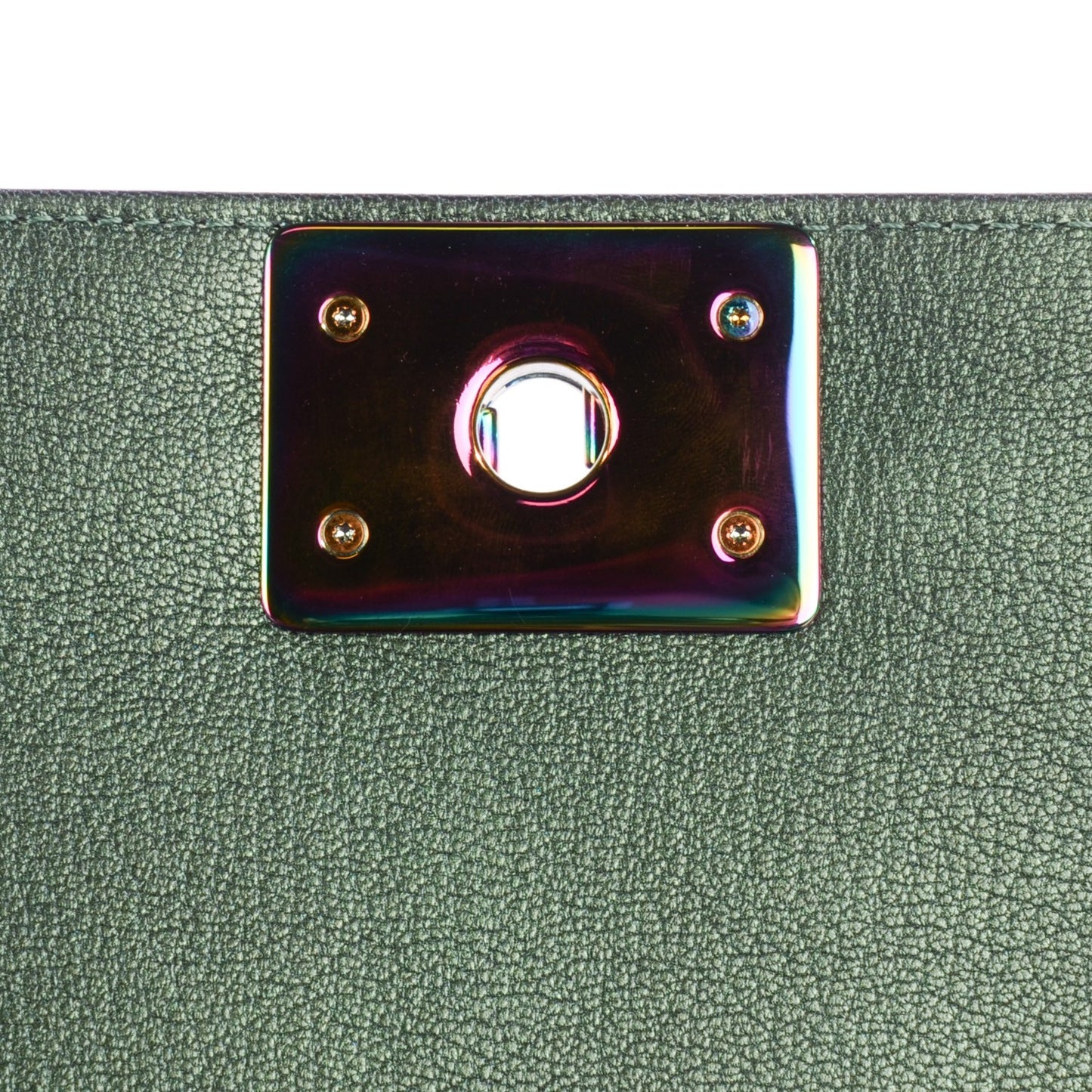 Iridescent Goatskin Quilted New Medium Boy Flap Green