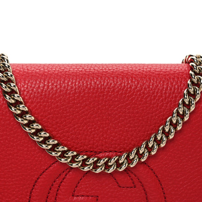 Gucci Pebbled Calfskin Medium Soho Flap Crossbody Vibrant Red 8 of 13