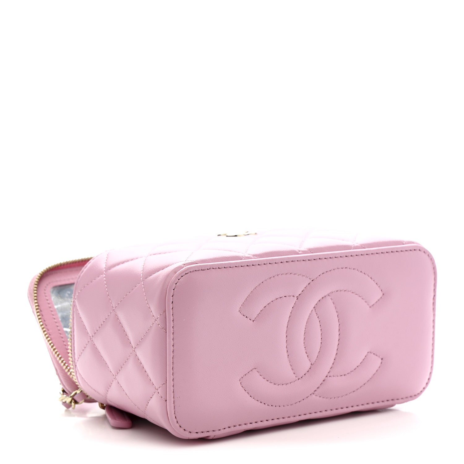 Chanel Lambskin Quilted Small Top Handle Vanity Case With Chain Pink 4 of 12