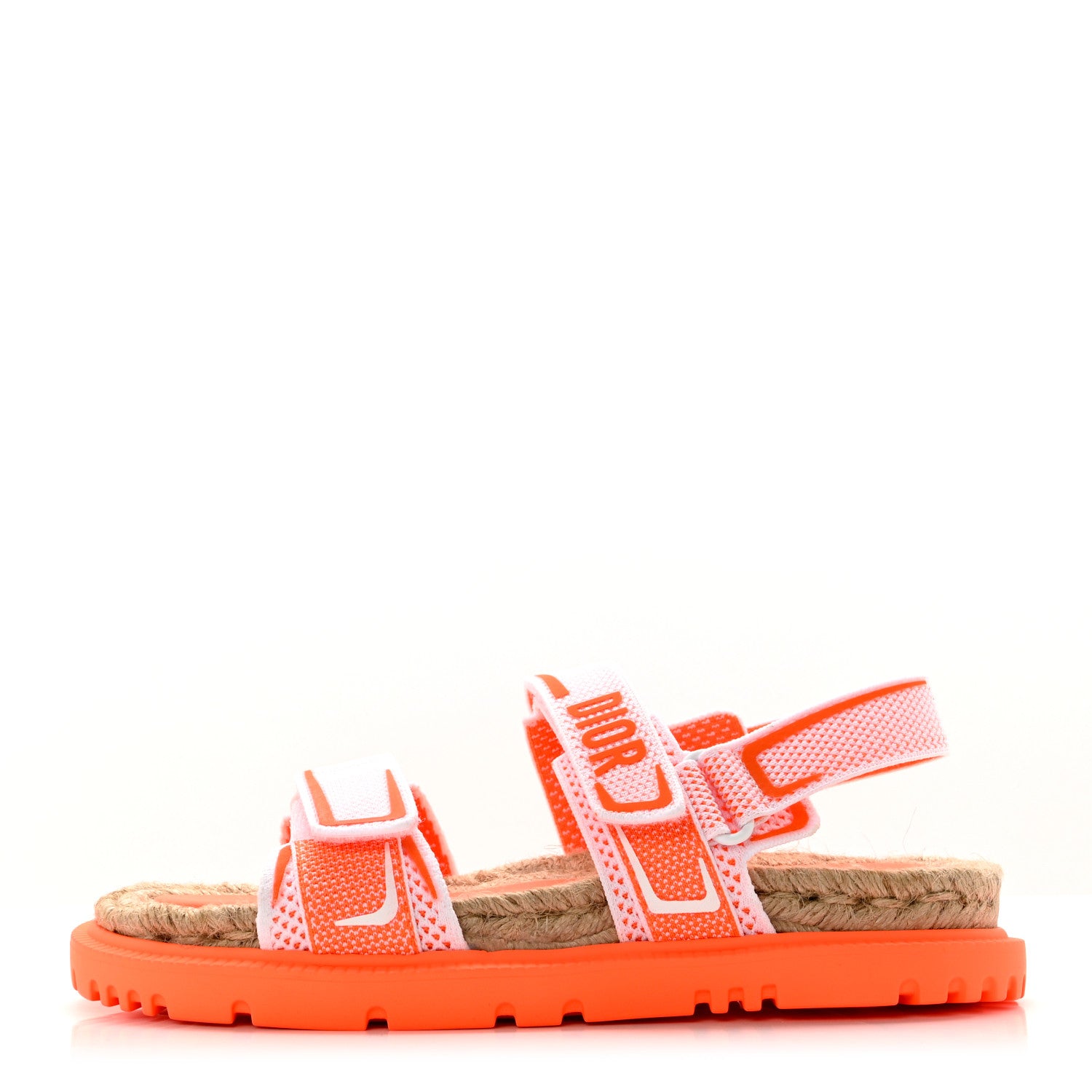 Christian Dior Technical Knit Jute Dioract 10mm Sandals 39 White Orange 1 of 8