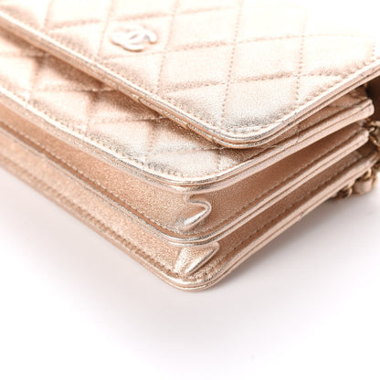 Chanel Metallic Lambskin Quilted Mini Wallet On Chain WOC Gold 9 of 9