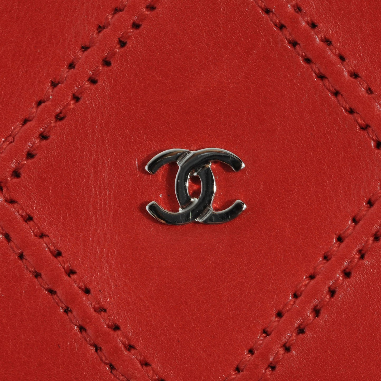 Diamond Stitched Long Flap Wallet Red