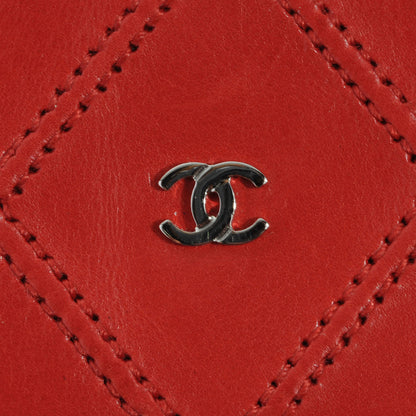 Chanel Diamond Stitched Long Flap Wallet Red 5 of 9