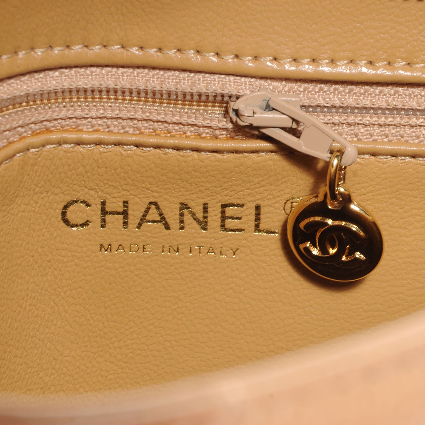 Caviar Medallion CC Tote Dark Beige