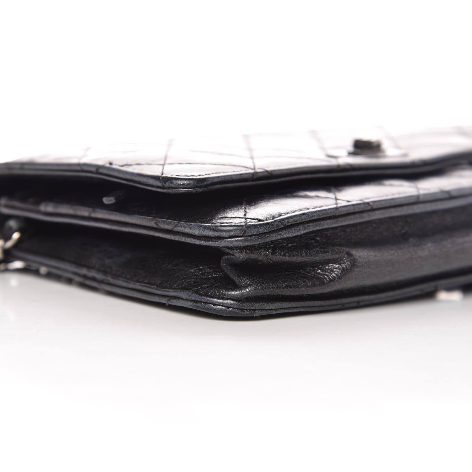 Chanel Glazed Aged Calfskin Reissue Wallet On Chain WOC Grey 9 of 13