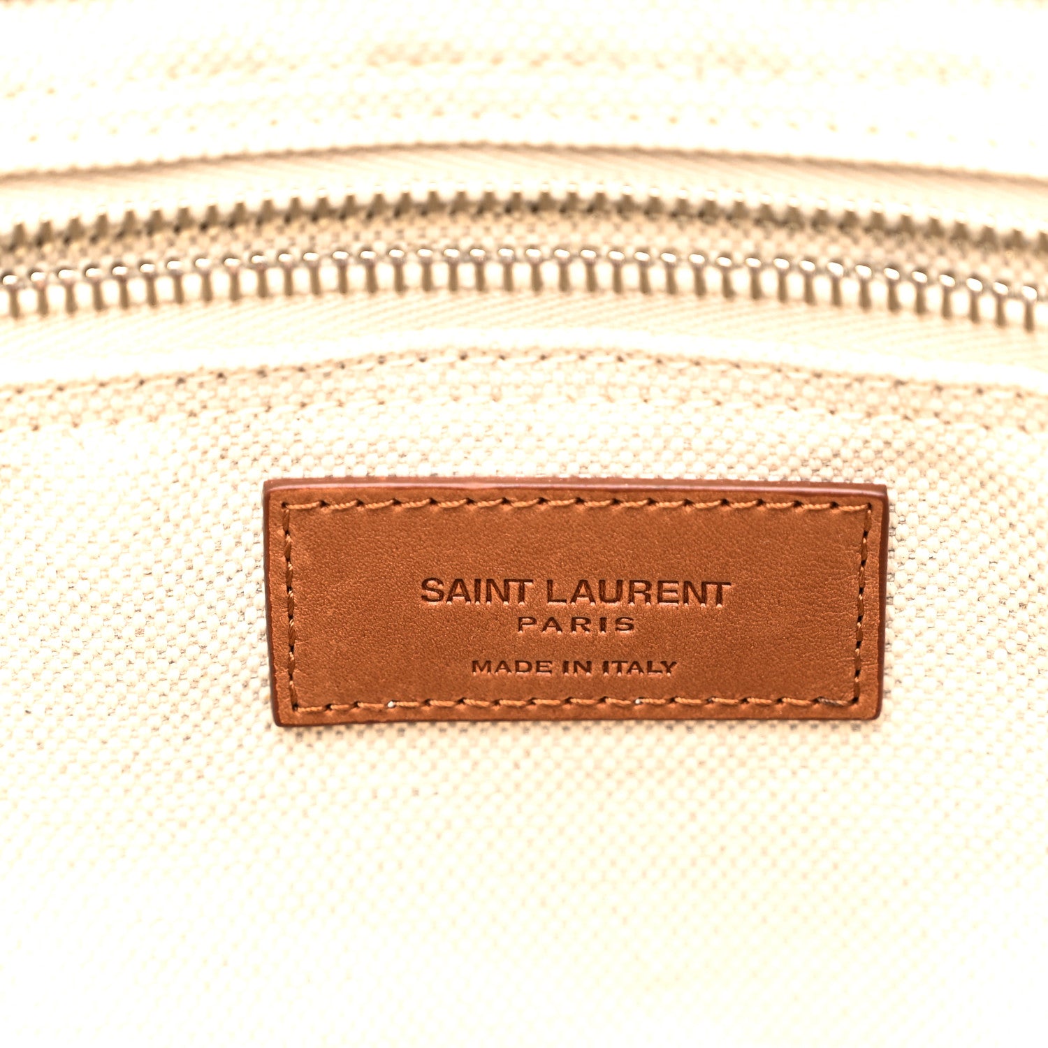 Saint Laurent Linen Calfskin Rive Gauche Tote Greggio Brick 6 of 9