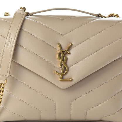 Saint Laurent Calfskin Y Quilted Monogram Small Loulou Chain Satchel Dark Beige 9 of 9