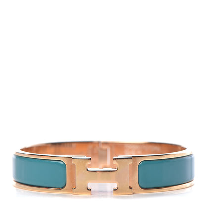 Hermes Enamel Narrow Clic Clac H Bracelet PM Bleu Canard 1 of 5
