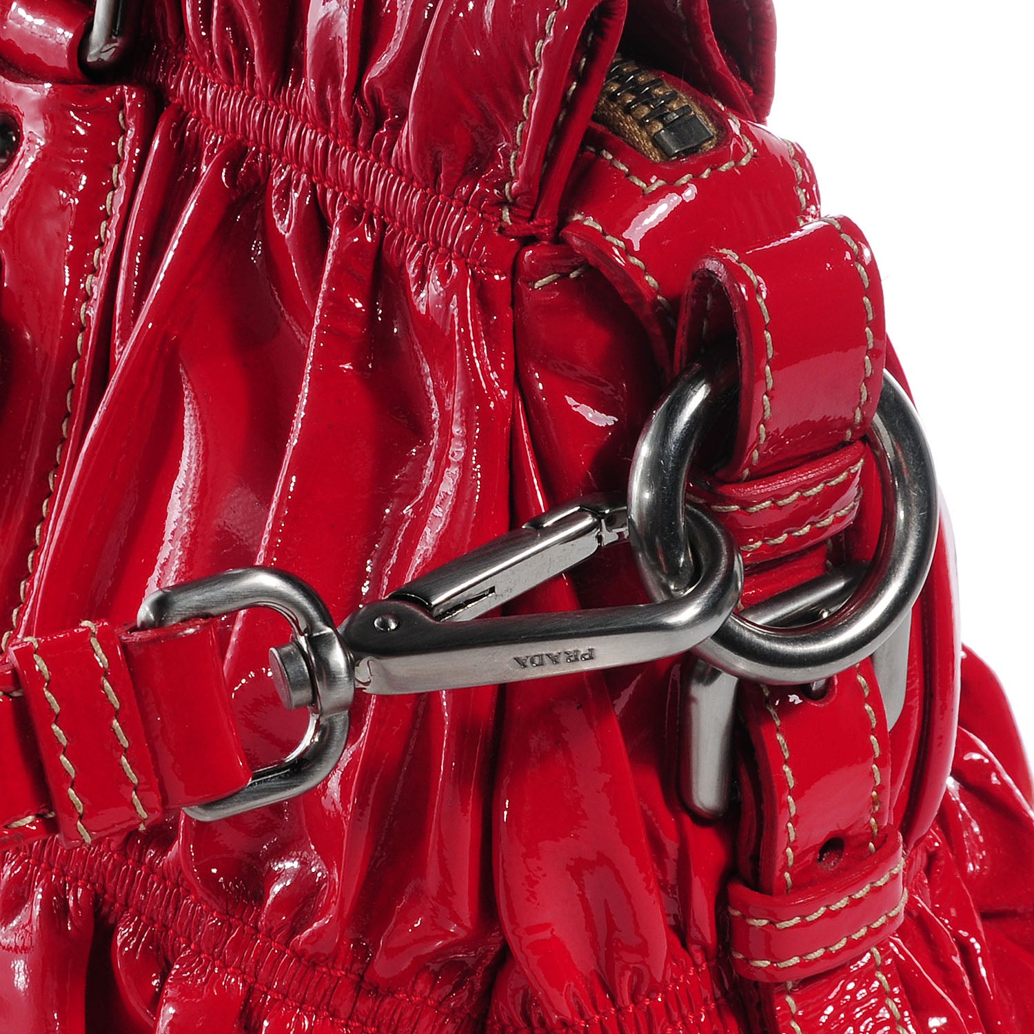 Prada Vernice Gaufre Shopping Satchel Rosso 6 of 8