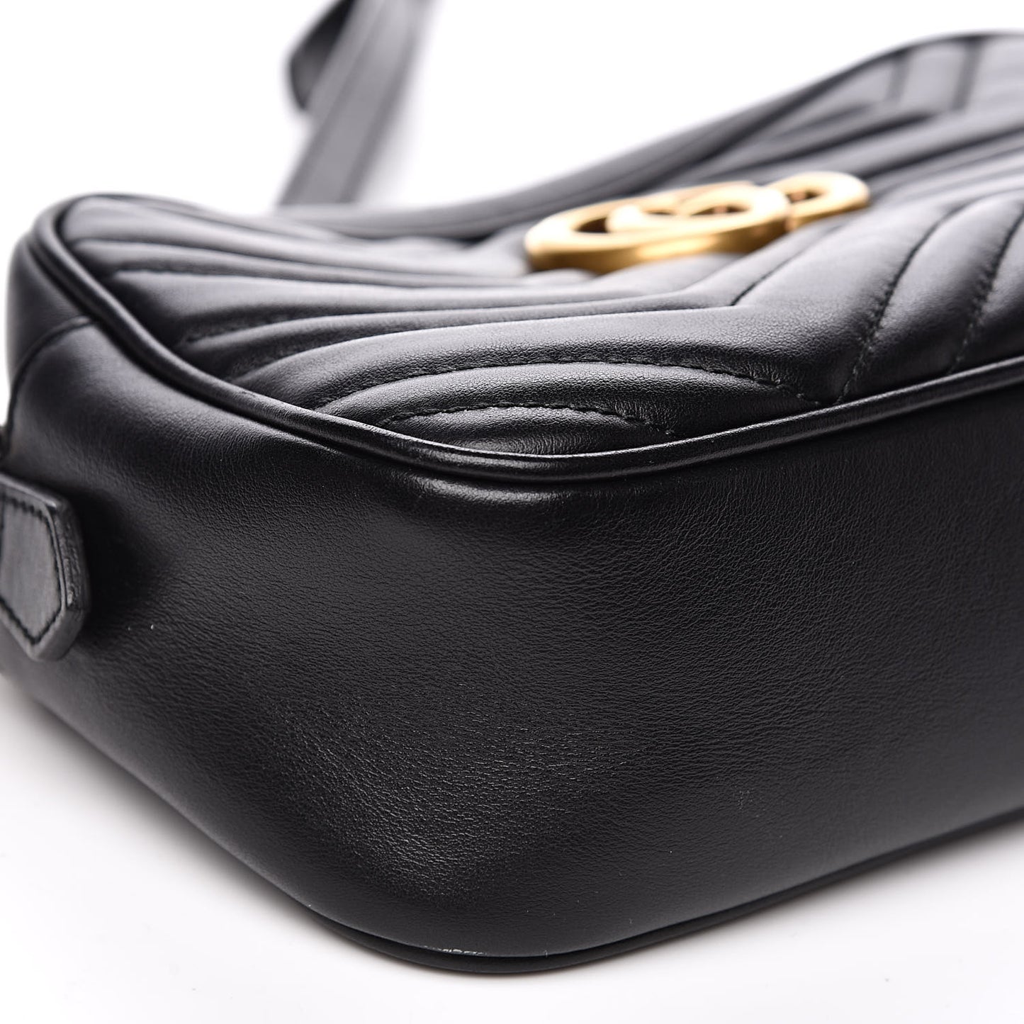 Calfskin Matelasse Small GG Marmont Chain Shoulder Bag Black