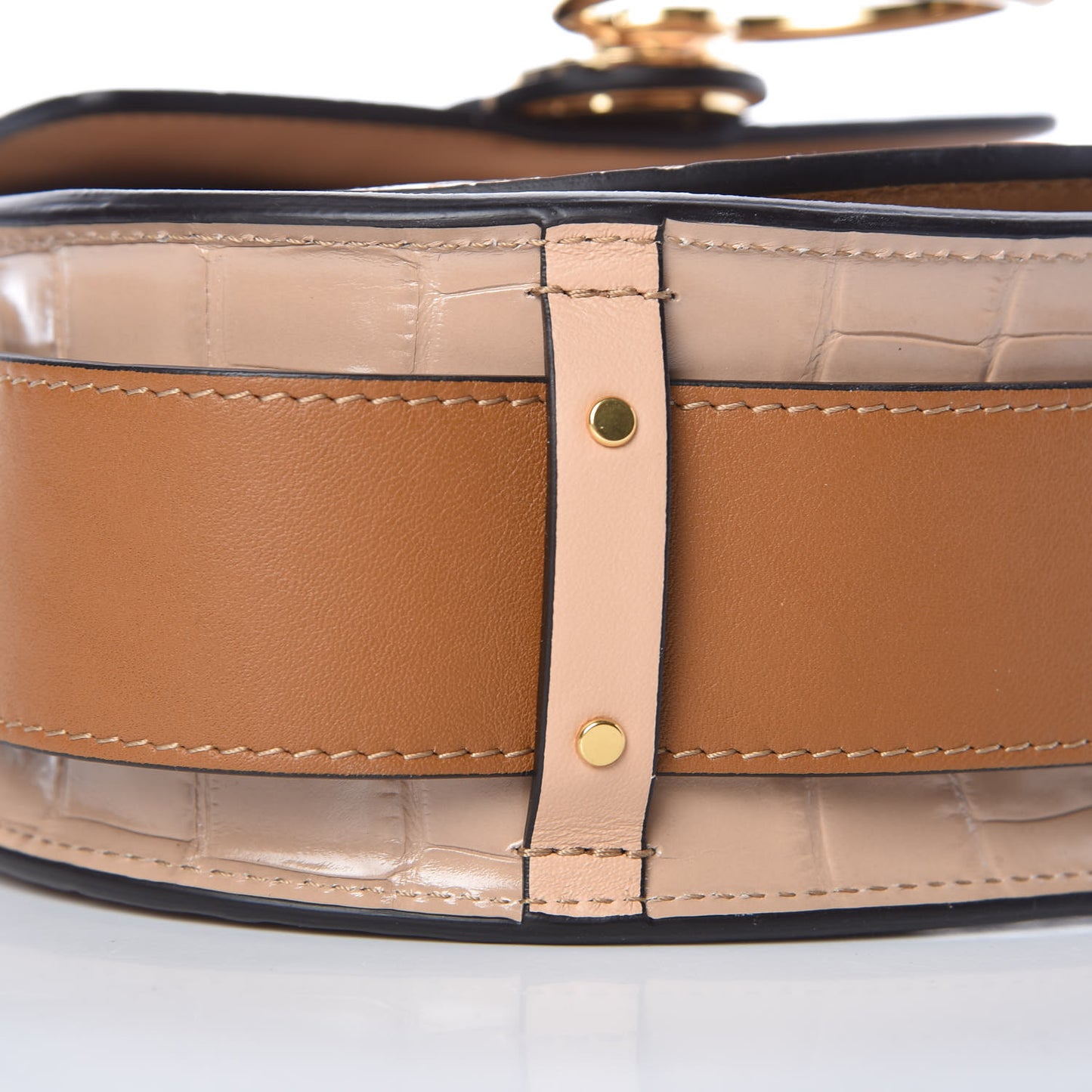 Calfskin Crocodile Embossed Small Tess Bag Nut