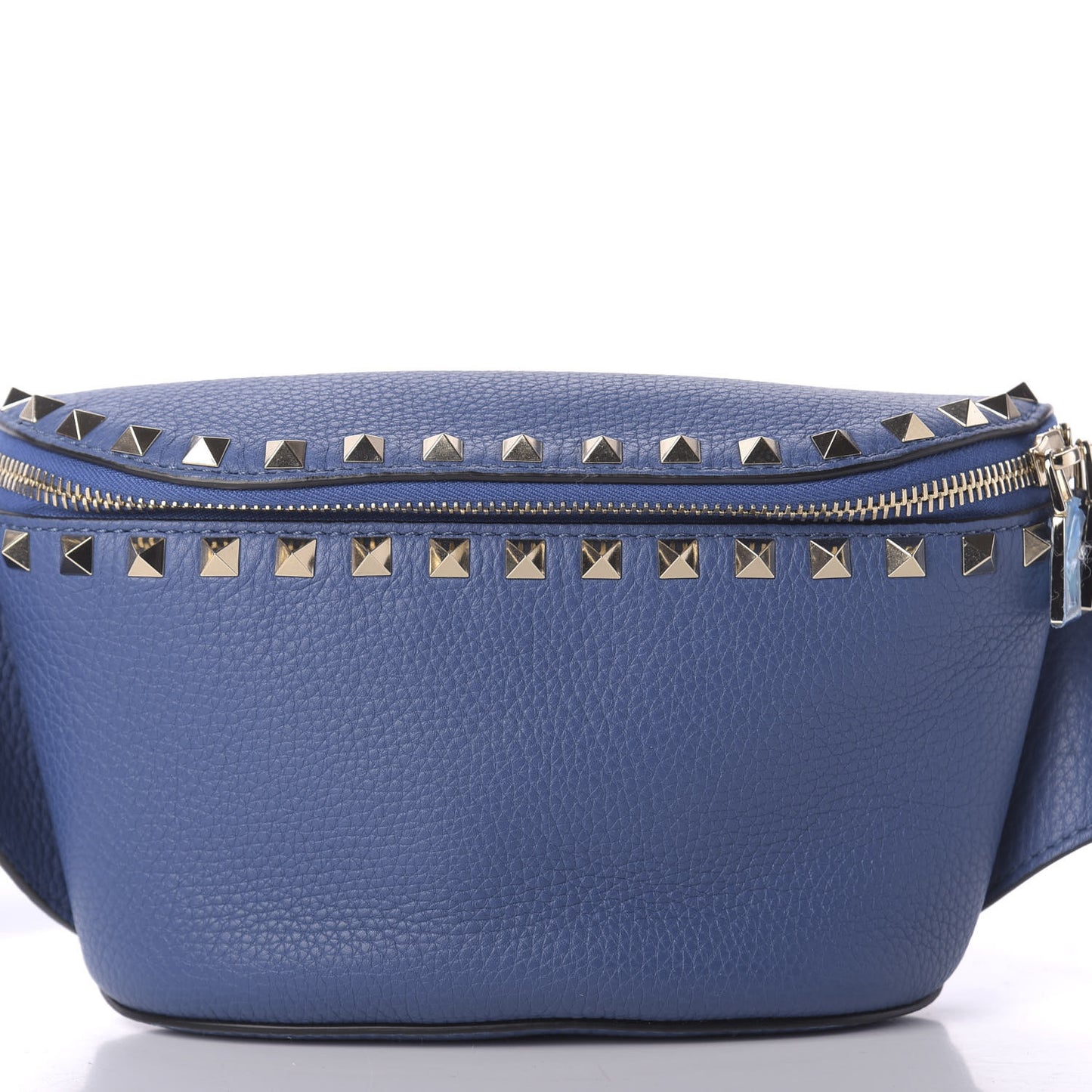 Grained Calfskin Rockstud Belt Bag Blu Delft