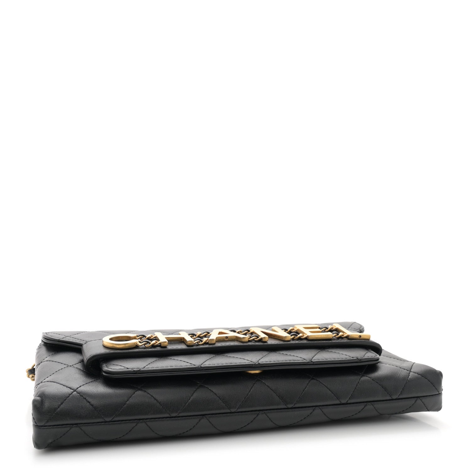 Chanel Calfskin Quilted Enchained Clutch Black 4 of 12
