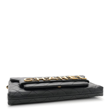 Chanel Calfskin Quilted Enchained Clutch Black 4 of 12