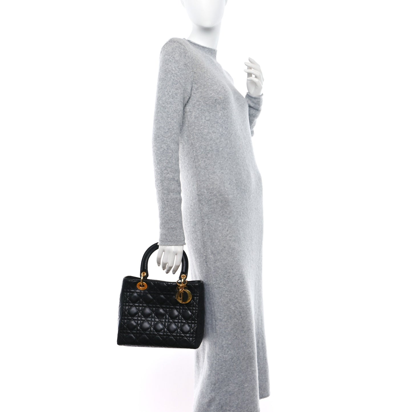 Lambskin Cannage Medium Lady Dior Black