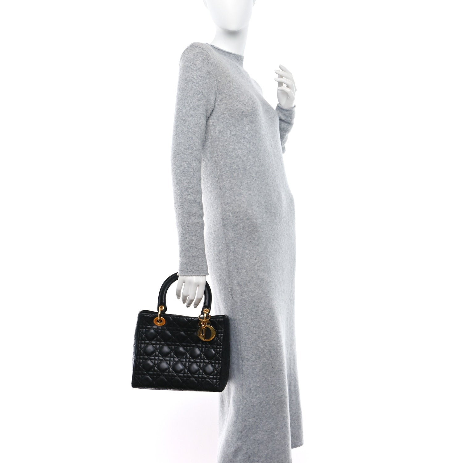 Christian Dior Lambskin Cannage Medium Lady Dior Black 3 of 11