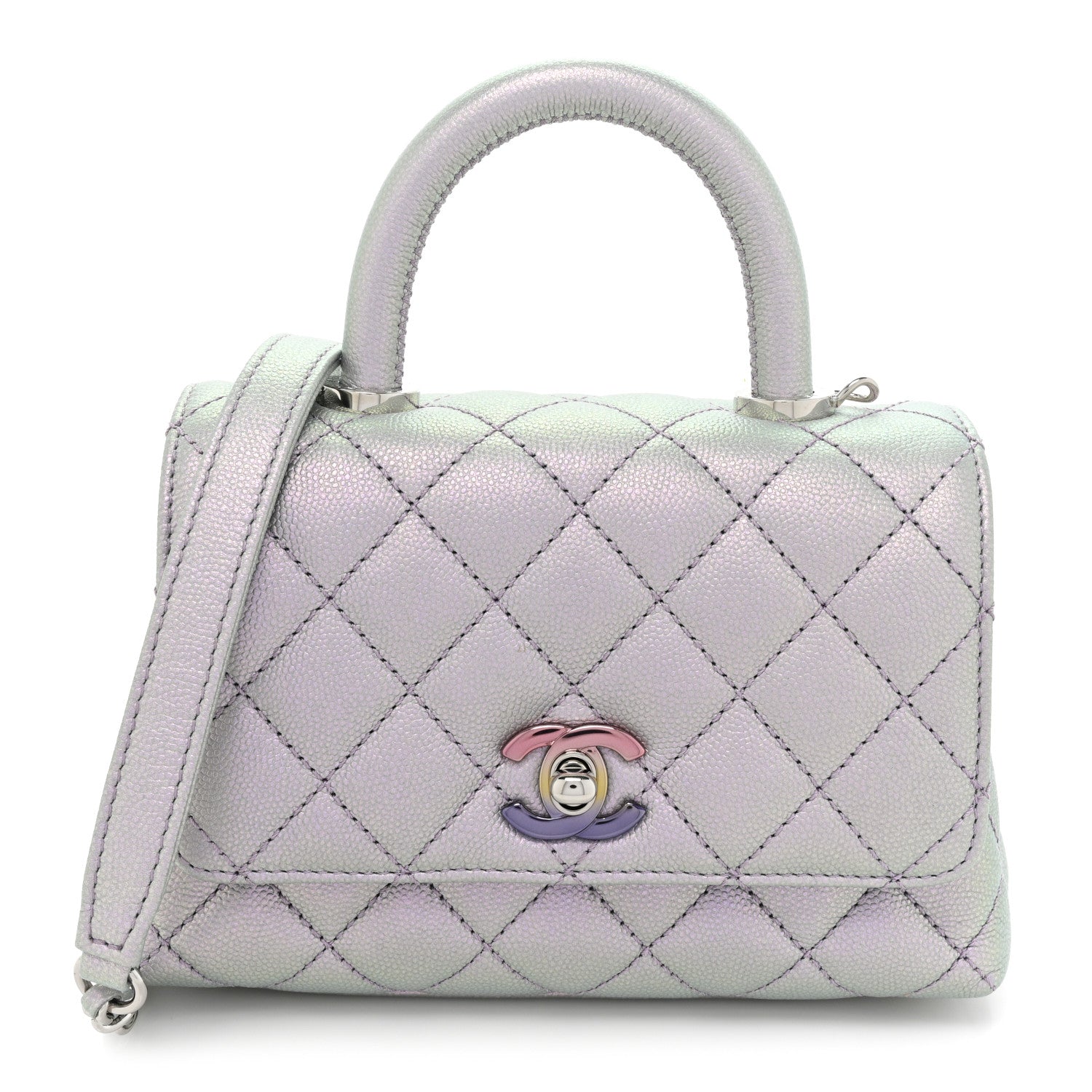 Chanel Iridescent Caviar Quilted Extra Mini Coco Handle Flap Purple 1 of 11