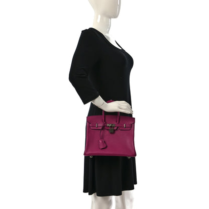Hermes Chevre Mysore Horseshoe Birkin 25 Rose Pourpre 2 of 10