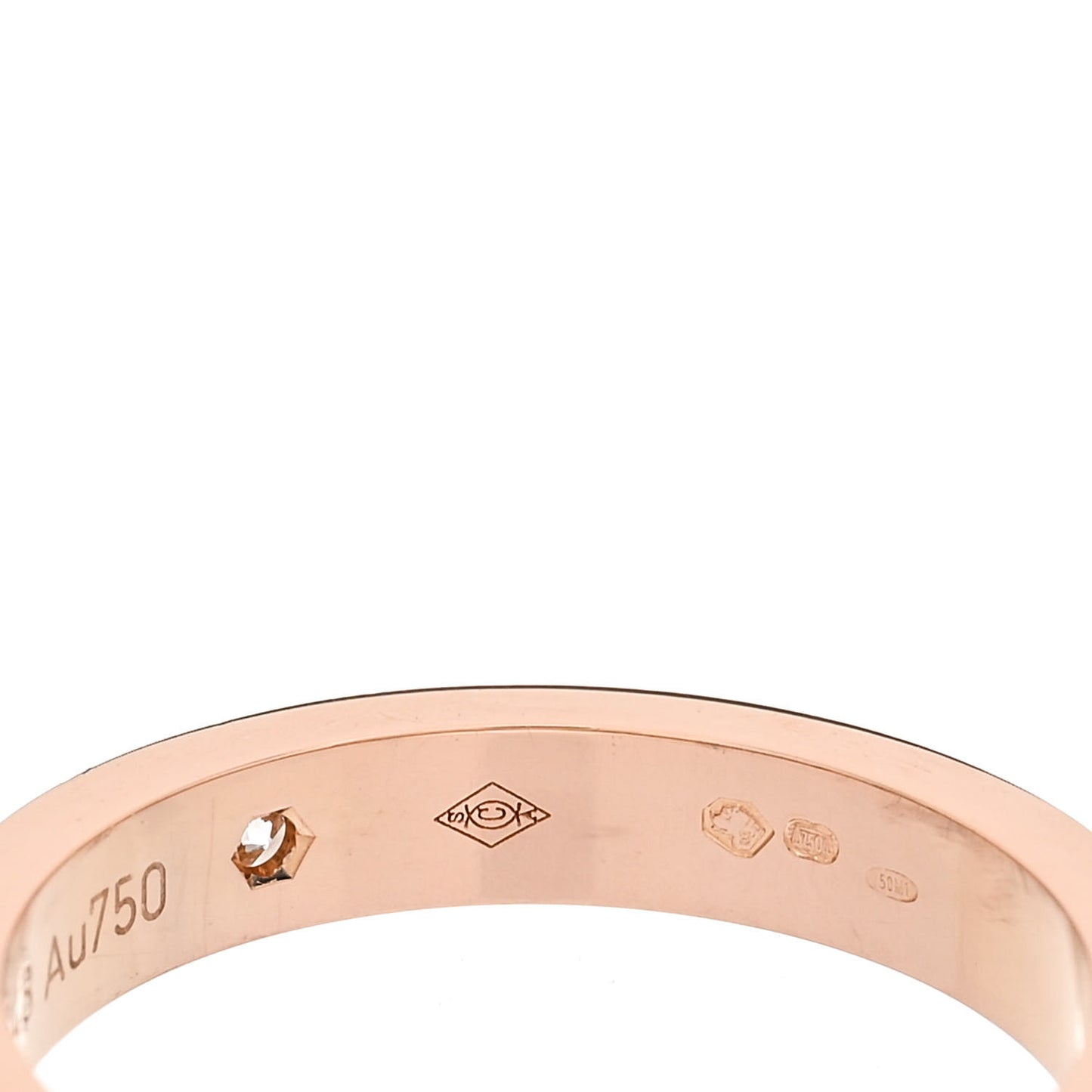 18K Pink Gold Diamond 3mm C De Cartier Wedding Band Ring 49 5