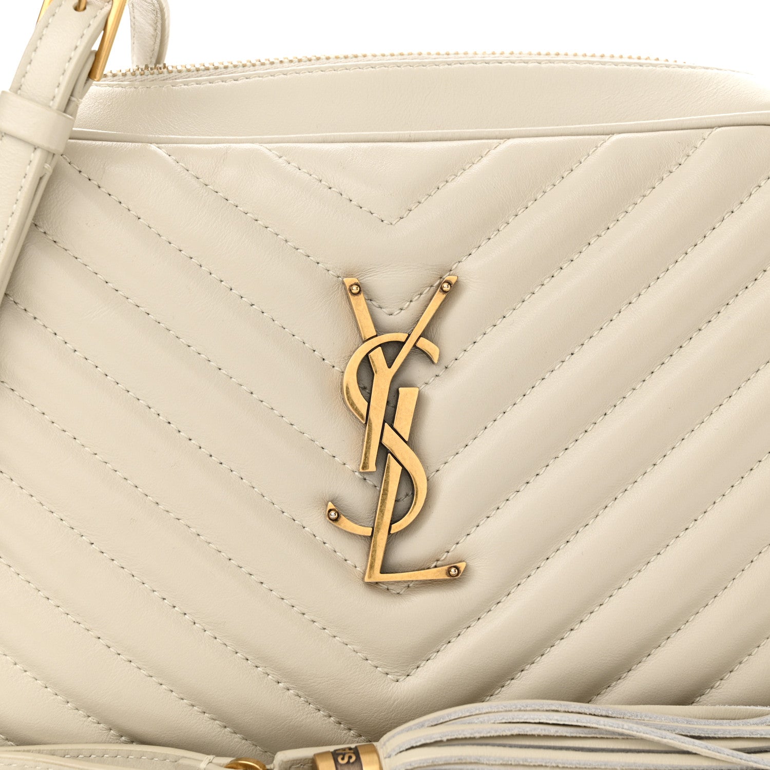 Saint Laurent Calfskin Matelasse Monogram Lou Camera Bag Crema Soft 8 of 11