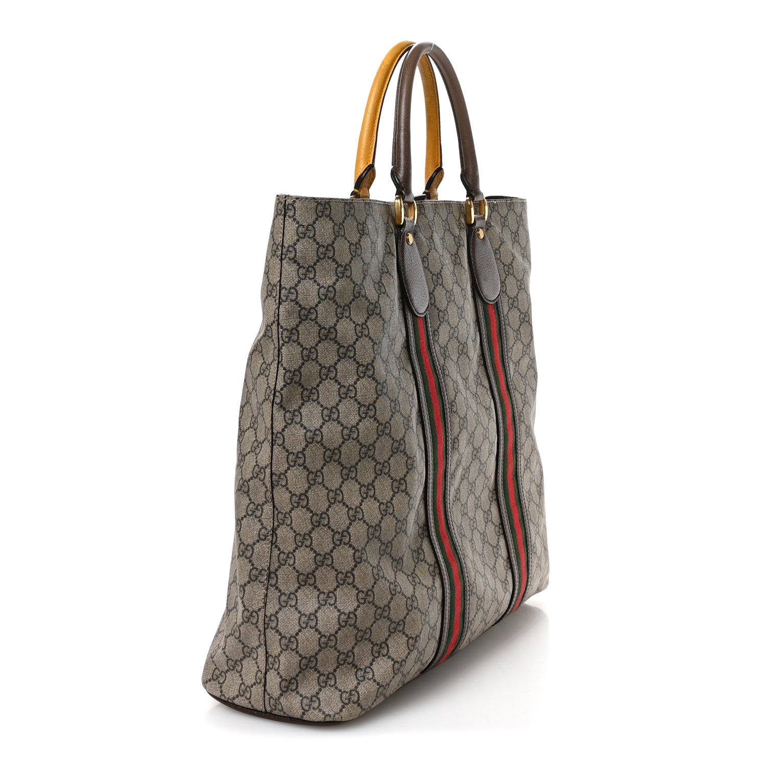 Gucci GG Supreme Monogram Web Neo Vintage Tote Beige New Acero Crop 3 of 11