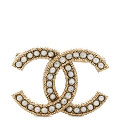 Chanel Pearl CC Mini Brooch  Gold 1 of 4