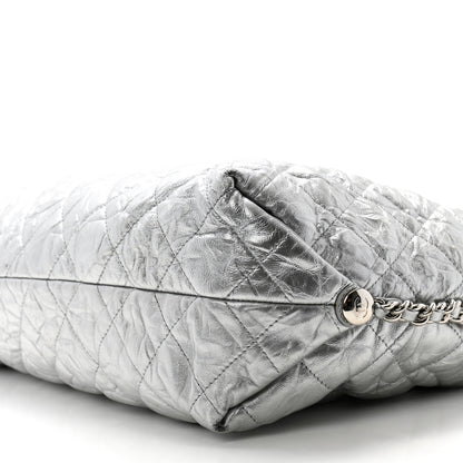 Chanel Metallic Crackled Calfskin Quilted Large Big Bang Hobo Silver 10 of 13