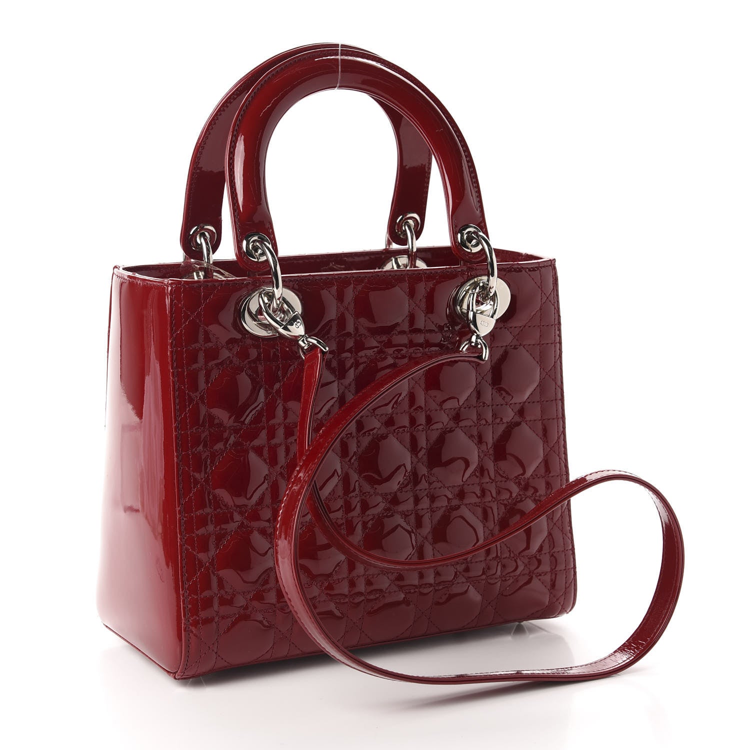 Christian Dior Patent Cannage Medium Lady Dior Red 3 of 11