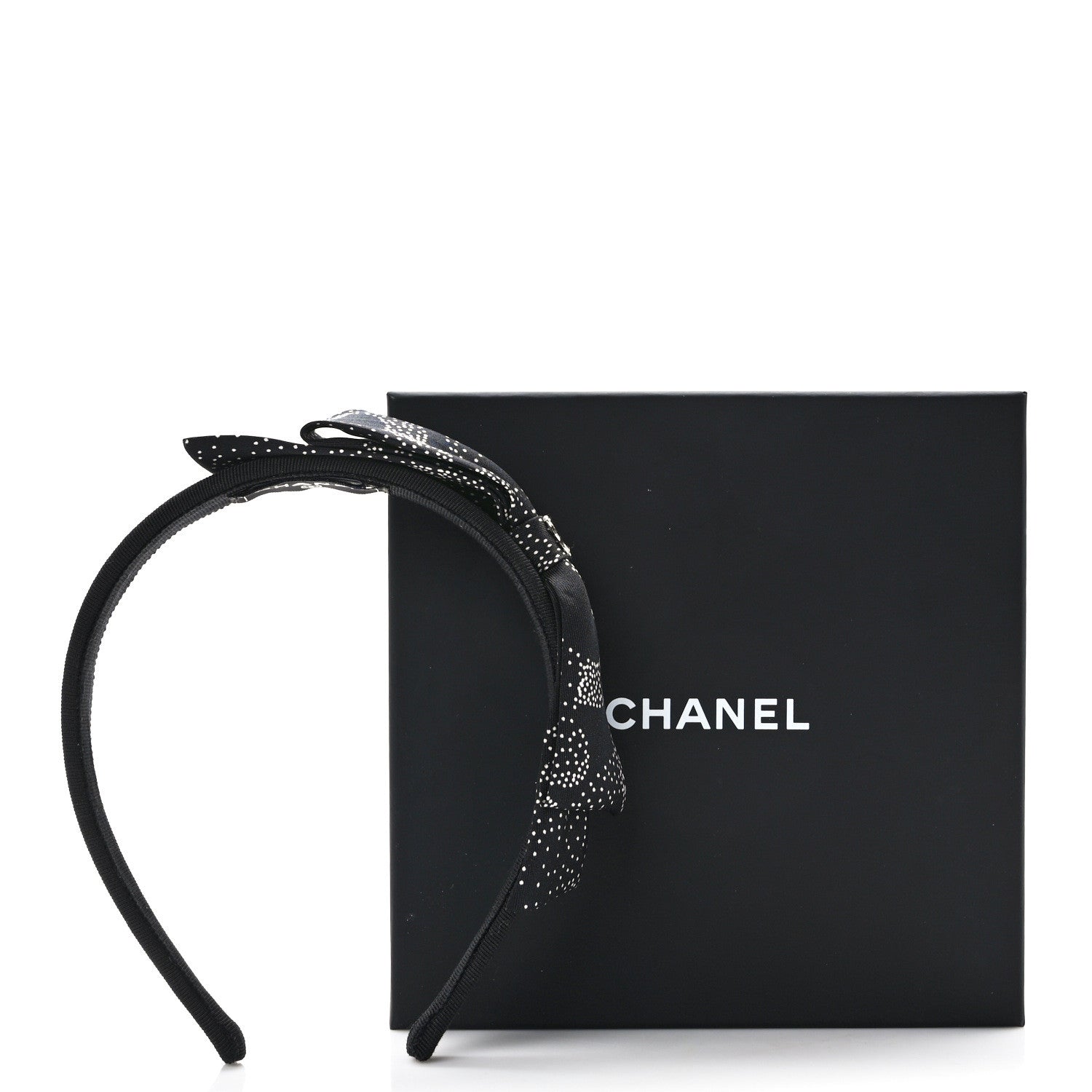 Chanel Silk Bow CC Headband Black White 7 of 7