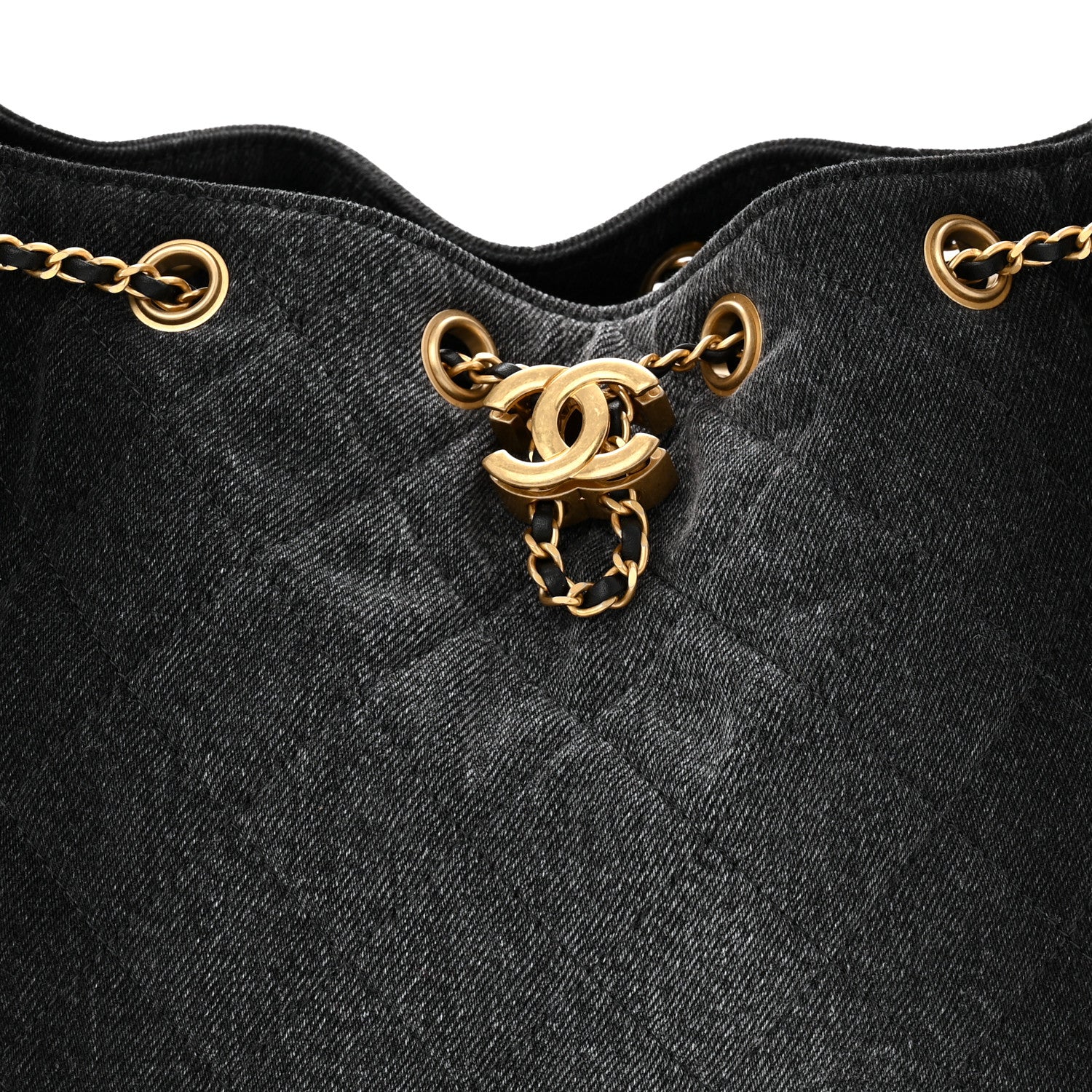 Chanel Washed Denim Quilted Small Chanel 25 Handbag Black 8 of 10