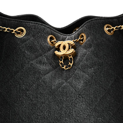 Chanel Washed Denim Quilted Small Chanel 25 Handbag Black 8 of 10