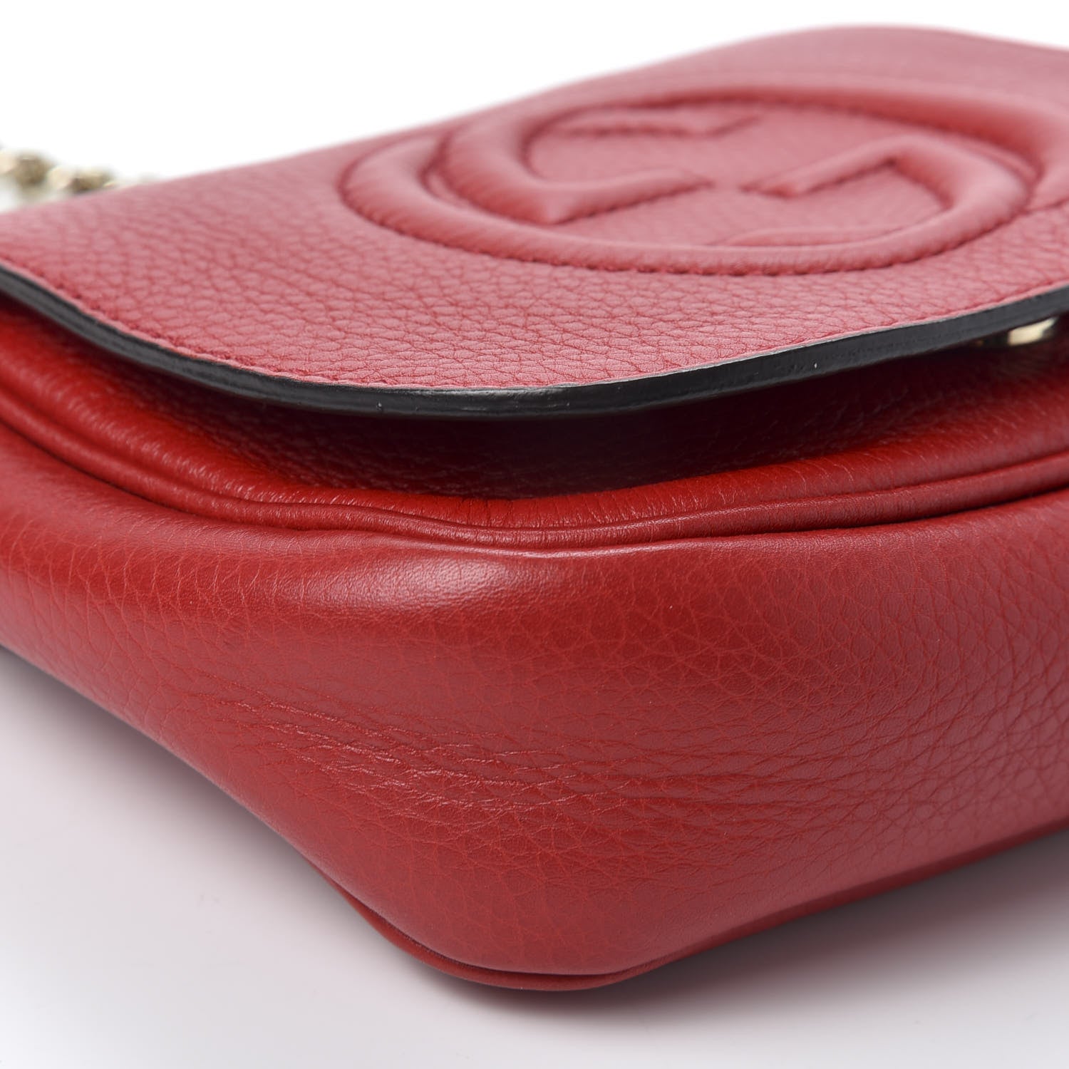 Gucci Pebbled Calfskin Small Soho Flap Crossbody Red 5 of 9