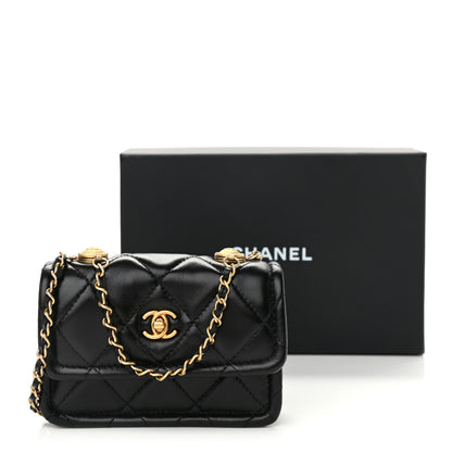 Chanel Shiny Lambskin Quilted Extra Mini Flap Black 11 of 11