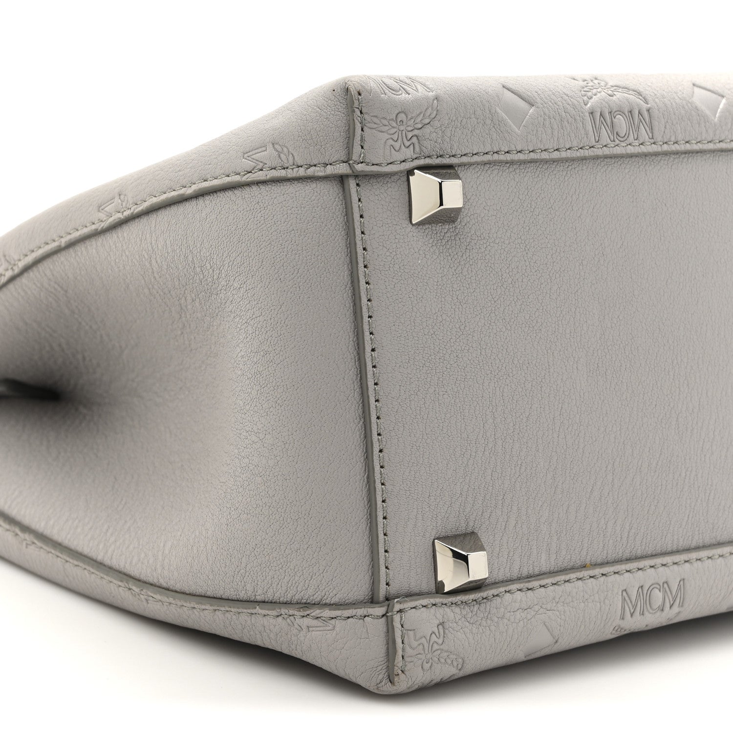 MCM Calfskin Ottomar Monogram Sarah Convertible Hobo Dove 1753174