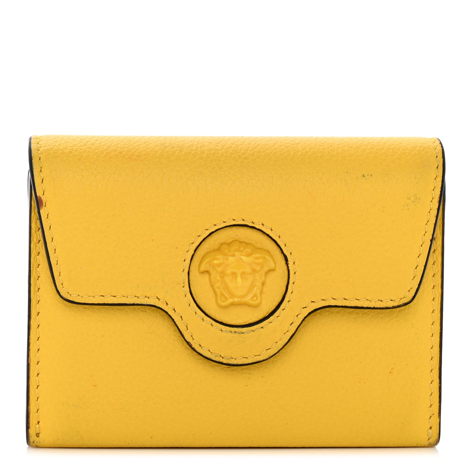 Versace Grained Calfskin Medusa Card Holder Yellow Purple 1 of 18
