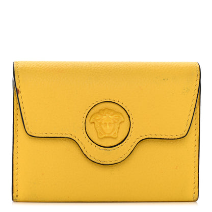 Versace Grained Calfskin Medusa Card Holder Yellow Purple 1 of 18