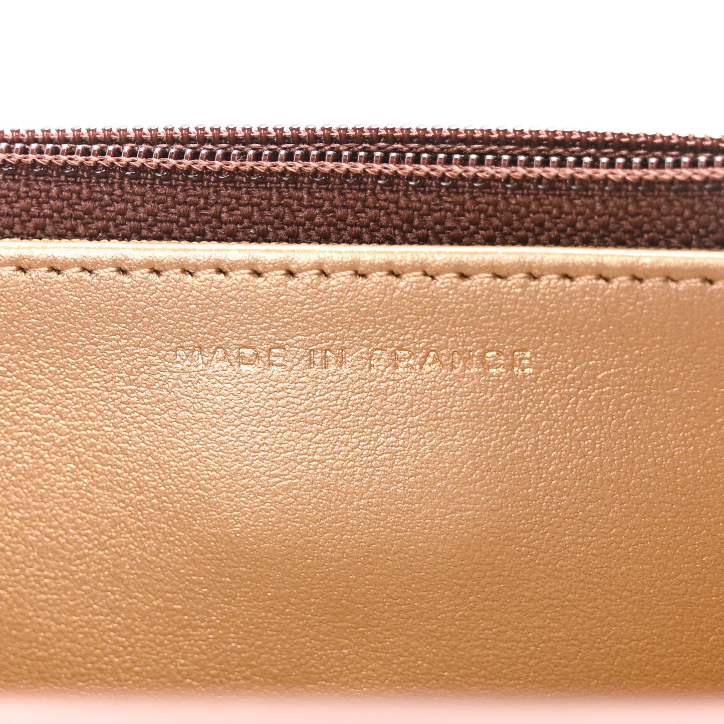 Lambskin Quilted CC Pearl Crush Wallet on Chain WOC Dark Brown