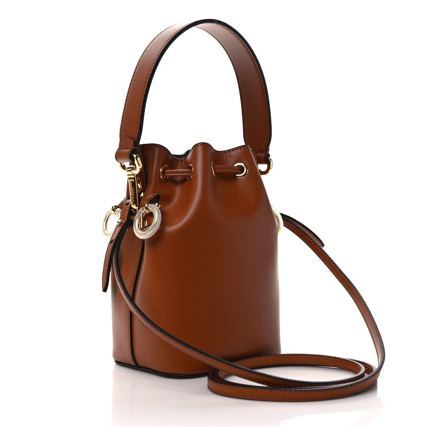 Fendi Vitello King F is Fendi Logo Embossed Mini Mon Tresor Bucket Bag Cuoio 4 of 10