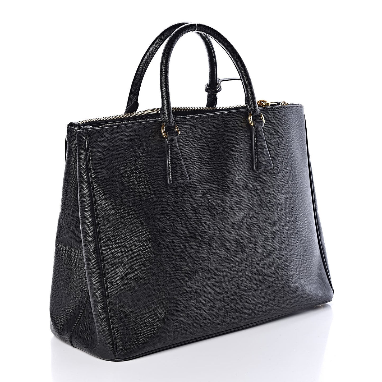 Saffiano Large Galleria Double Zip Tote Black