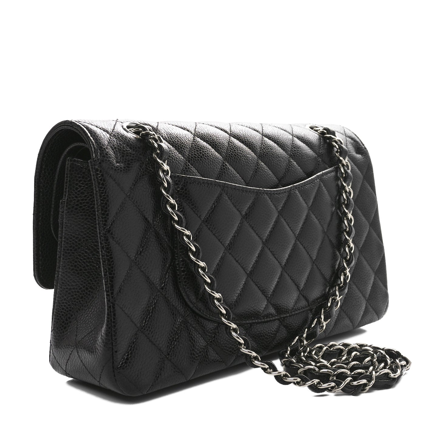 Caviar Quilted Medium Double Flap Black