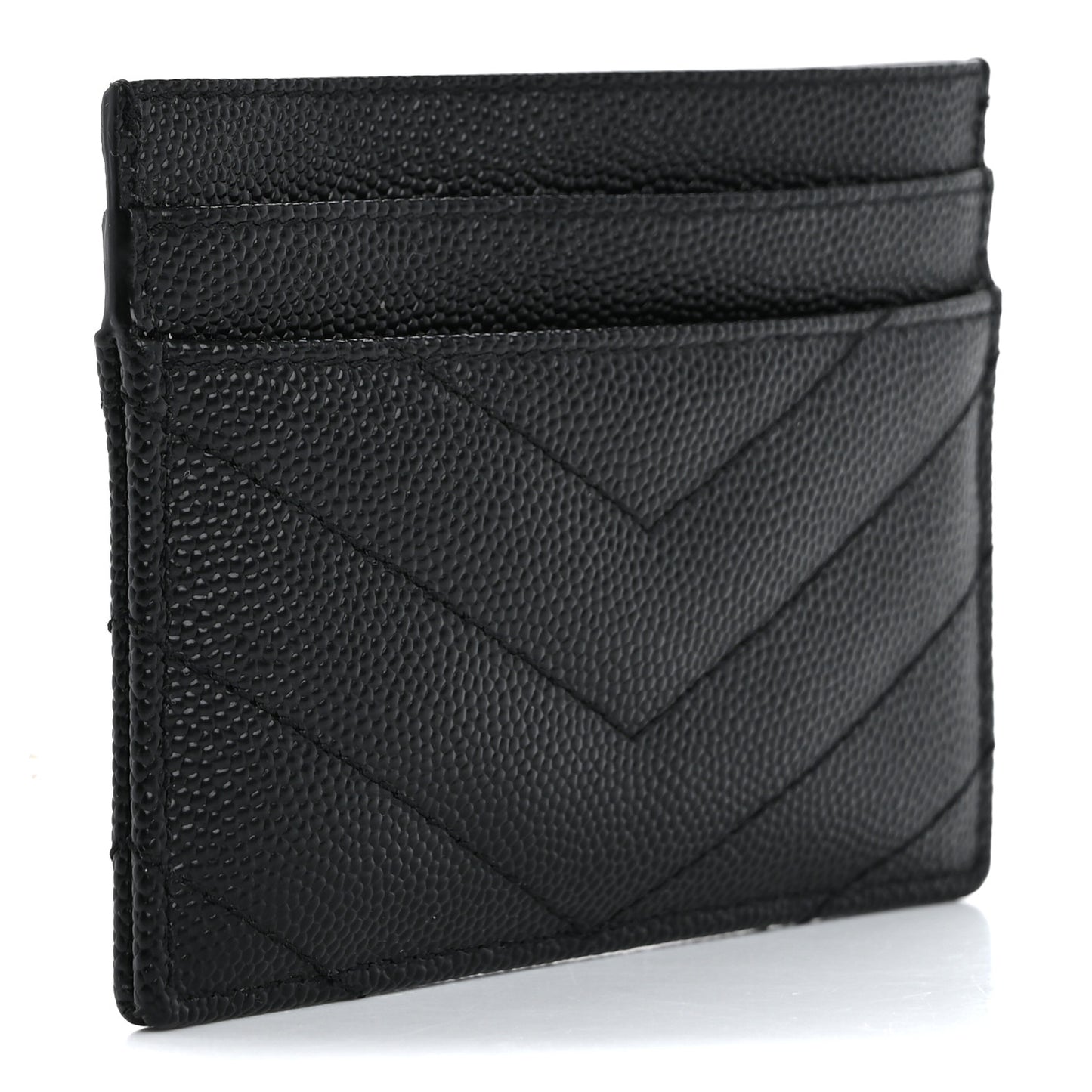 Grain De Poudre Matelasse Chevron Monogram Credit Card Case Black