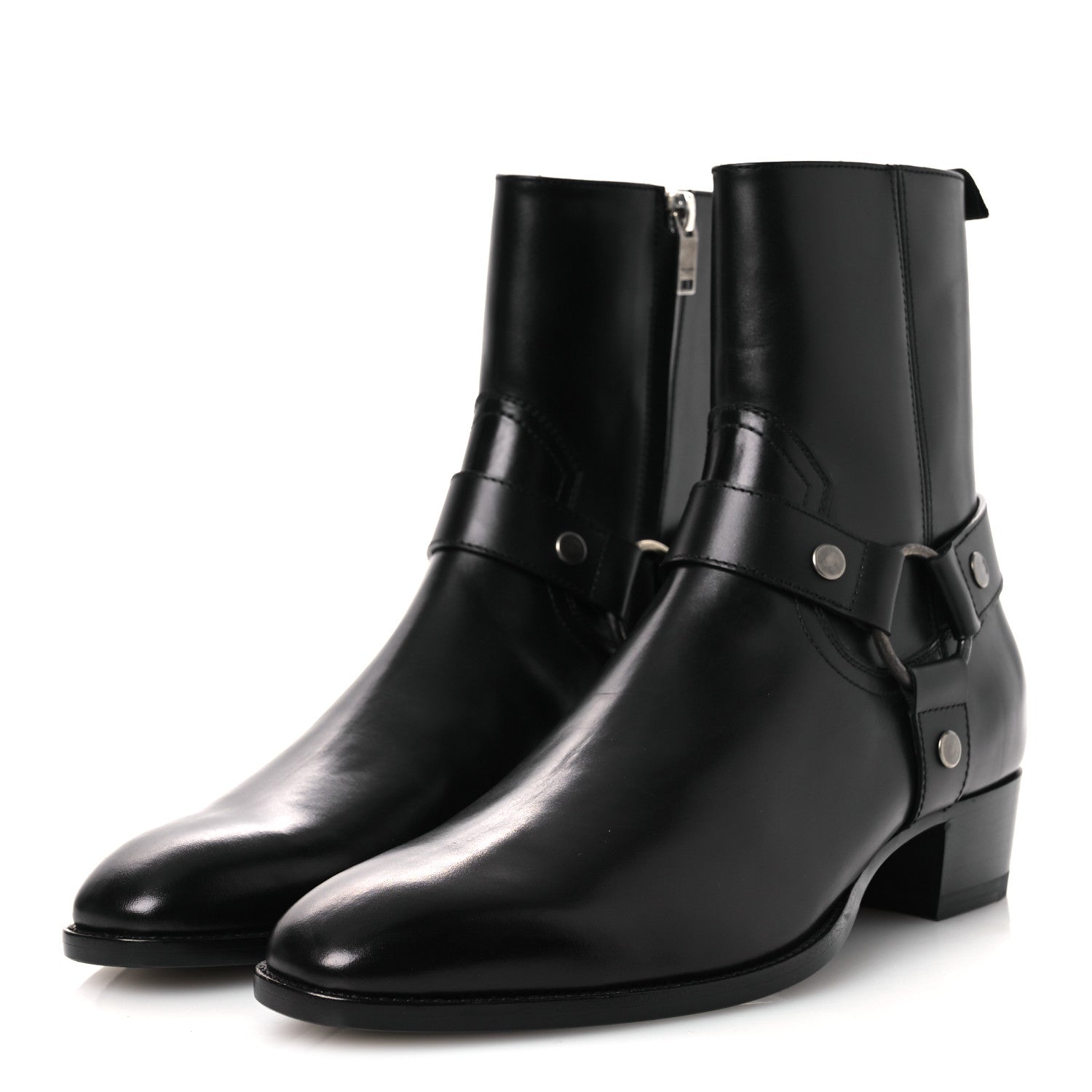 Saint Laurent Calfskin Mens Wyatt Marrakesh Harness Ankle Boots 40 Black 4 of 13