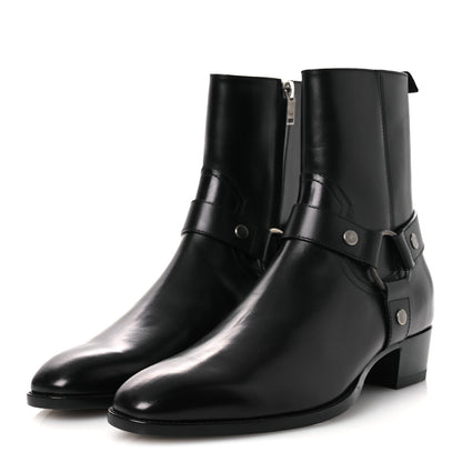 Saint Laurent Calfskin Mens Wyatt Marrakesh Harness Ankle Boots 40 Black 4 of 13