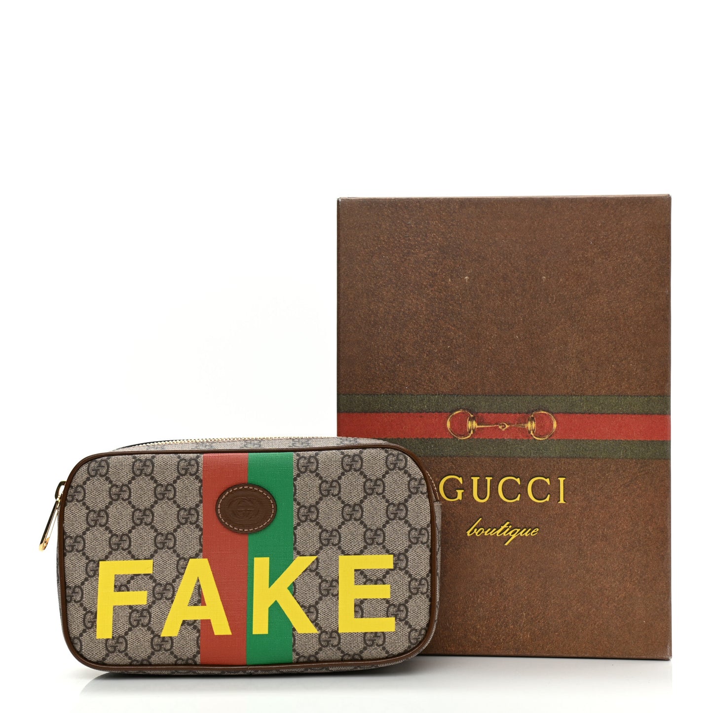 GG Supreme Monogram Azalea Calfskin Fake/Not Small Retro Interlocking G Belt Bag Beige Ebony Brown Sugar